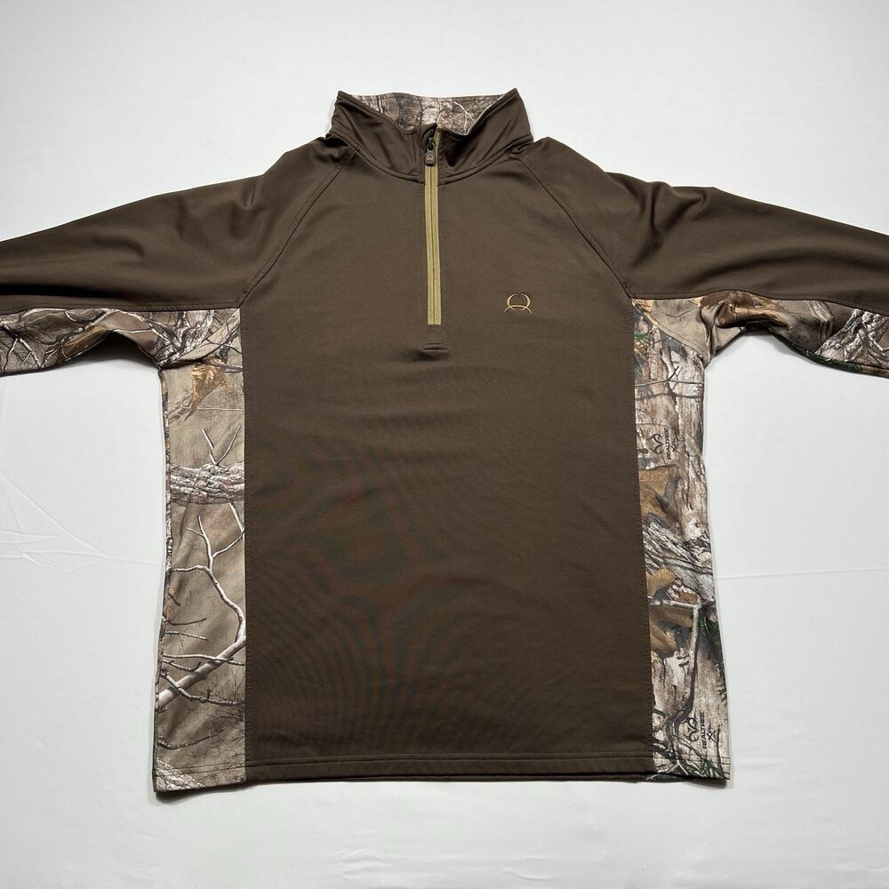 Cinch Outdoor Quarter Zip Pullover Mens L Brown Camouflage Hunting-wear Utility